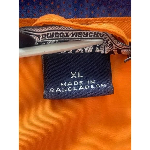 Land's End Men's Size XL Orange Rain Jacket 1/4 Zip Pullover Long Sleeve Pockets